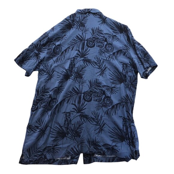 Harley-Davidson Mens Hawaiian Shirt Large Short Sleeve Blue Casual Moto Leaf Y2K - Picture 2 of 14